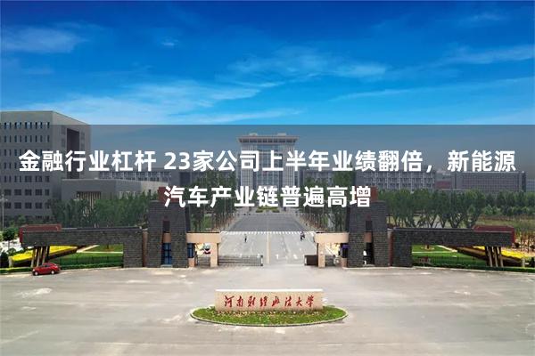 金融行业杠杆 23家公司上半年业绩翻倍，新能源汽车产业链普遍高增
