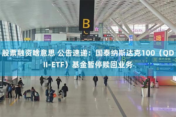 股票融资啥意思 公告速递：国泰纳斯达克100（QDII-ETF）基金暂停赎回业务