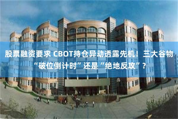 股票融资要求 CBOT持仓异动透露先机！三大谷物“破位倒计时”还是“绝地反攻”？