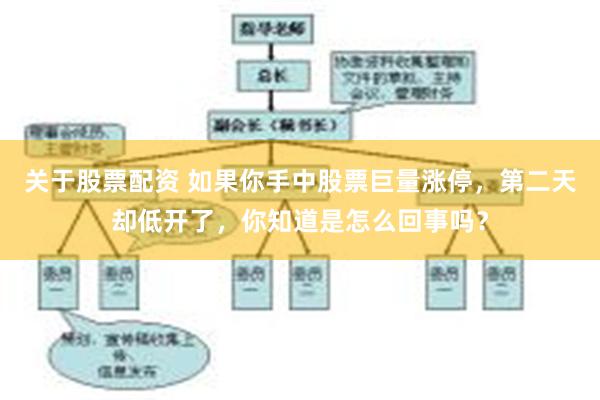 关于股票配资 如果你手中股票巨量涨停，第二天却低开了，你知道是怎么回事吗？