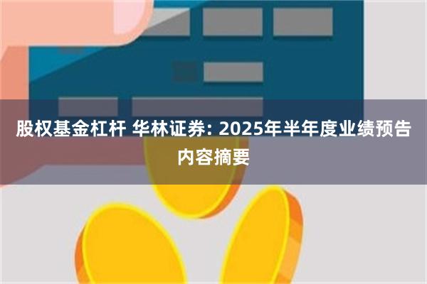 股权基金杠杆 华林证券: 2025年半年度业绩预告内容摘要