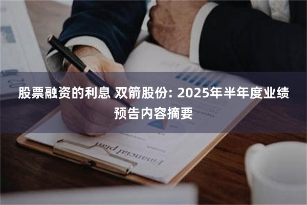 股票融资的利息 双箭股份: 2025年半年度业绩预告内容摘要